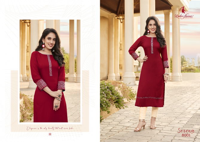 Serena vol 8 Ladies Flavour Rayon Regular Wear Wholesale Designer Kurtis Catalog